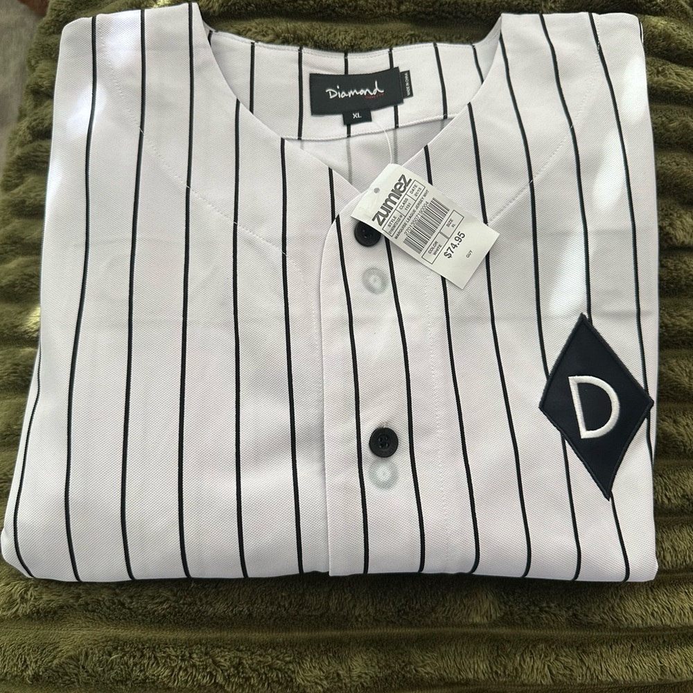 Diamond Supply Co. White and Black Baseball Jersey